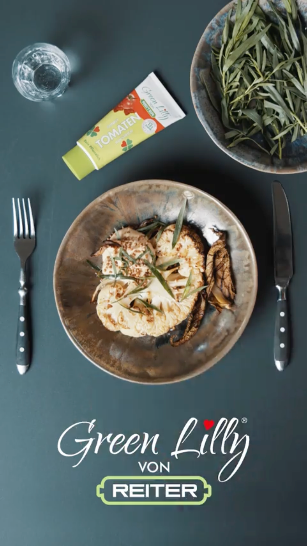 Karfiolsteaks mit Tomaten-Sojanese und Buchweizen mit Green Lilly Tomate