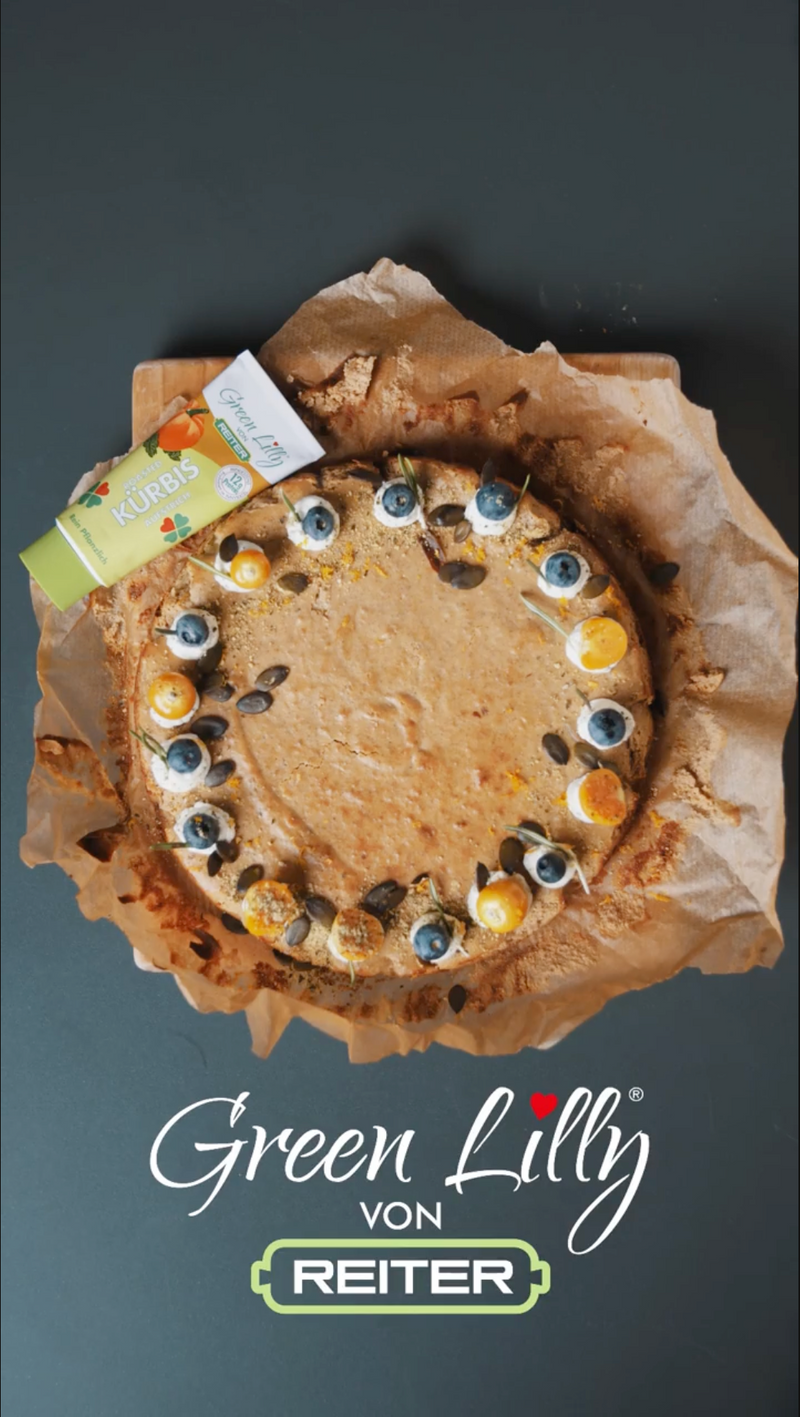Cheesecake mit Pekannüssen mit Green Lilly Kürbis